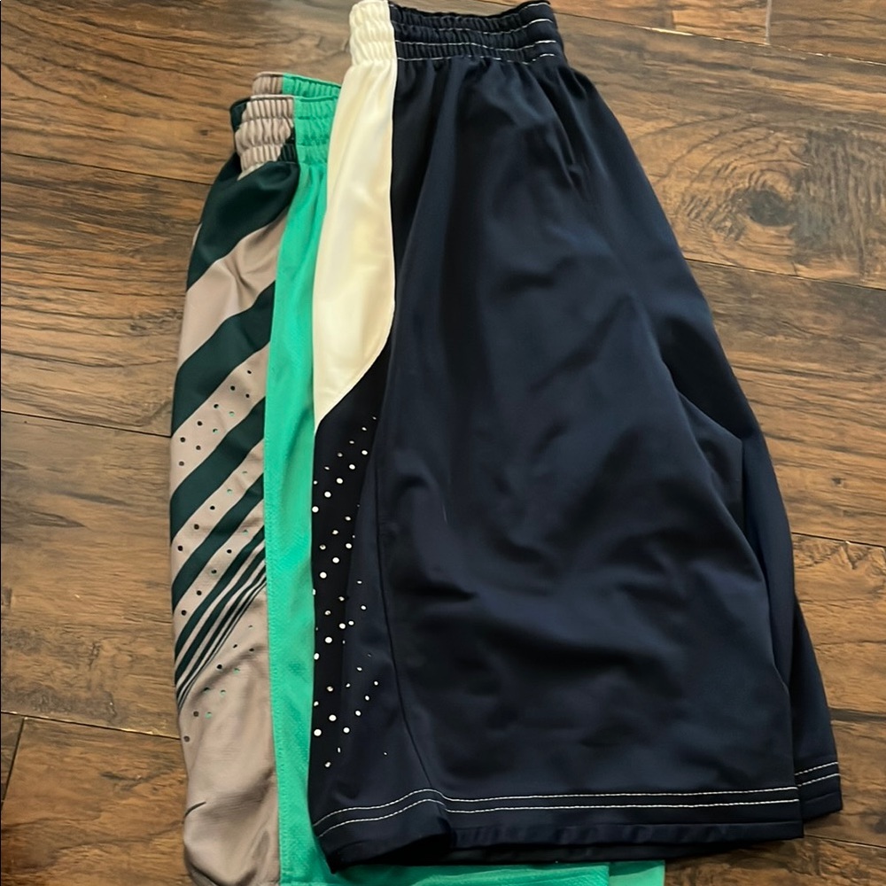 Set of Nike Dri-Fit White/Navy and Green Athletic Shorts with Performance Fabric